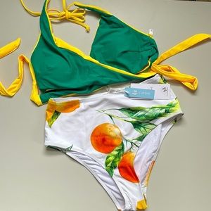 NWT New Cupshe bikini high rise bottoms medium